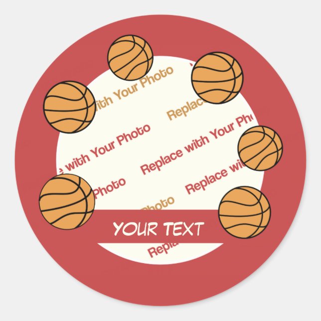 Basketball - Foto- und Textaufkleber Runder Aufkleber (Vorderseite)