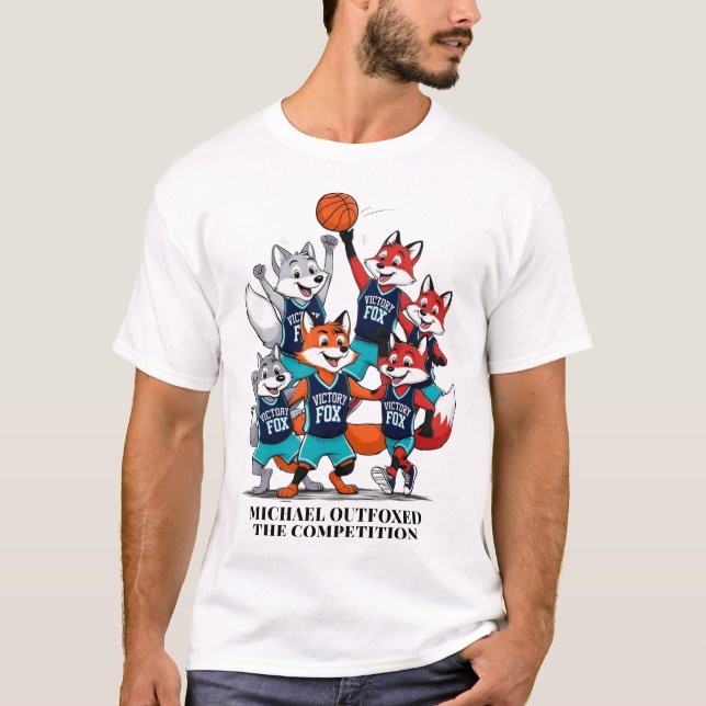 Basketball Fox Outfoxed Competition Mens Cartoon T-Shirt (Vorderseite)