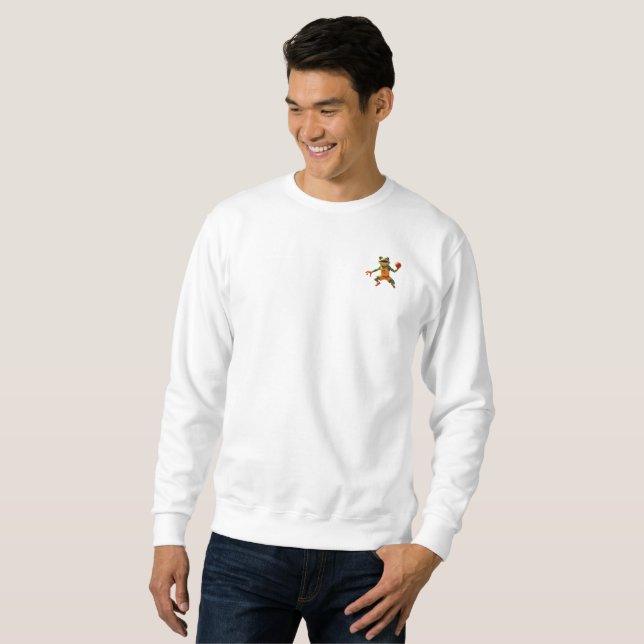 Basketball Frog homme blanc poche sweatshirt (Devant entier)