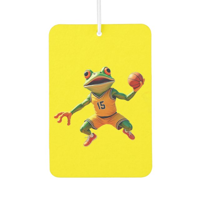 Basketball Frog yellow car air freshener Autolufterfrischer (Vorderseite)