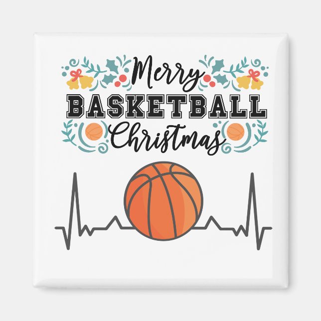 Basketball Frohe Weihnachten mit Ball Magnet (Vorne)