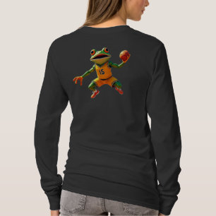 Basketball Frosch Damen schwarzes Langarmshirt Rüc T-Shirt