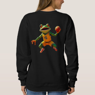 Basketball Frosch Damen schwarzes Sweatshirt Rücke