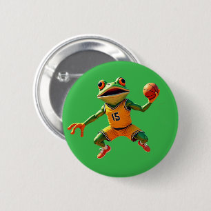 Basketball Frosch grüner Knopf Button