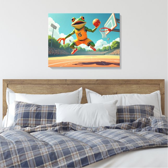 Basketball-Frosch-Leinwand Leinwanddruck (Insitu (Schlafzimmer))