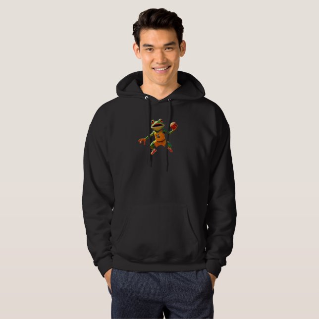 Basketball Frosch Männer schwarz gekleidetes Sweat Hoodie (Vorne ganz)