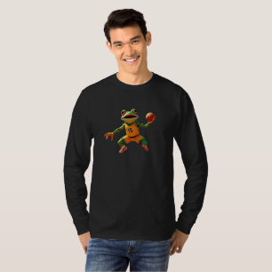 Basketball Frosch Männer schwarzes Langarm-T-Shirt T-Shirt
