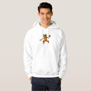 Basketball Frosch Männer weiß gekleidetes Sweatshi Hoodie