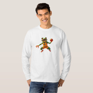 Basketball Frosch Männer Weiße lange Ärmel T - Shi T-Shirt