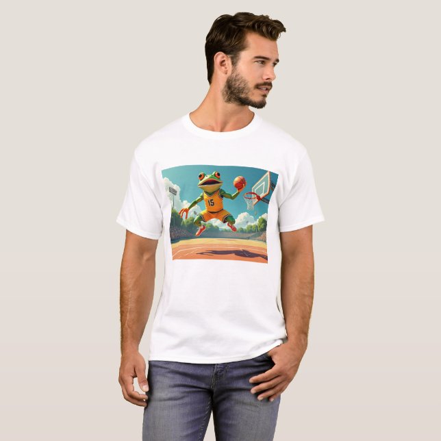 Basketball Frosch Männer Weißer T - Shirt (Vorne ganz)