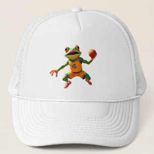 Basketball Frosch weiße Trucker-Mütze Truckerkappe