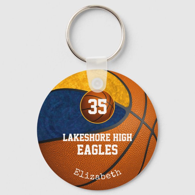 Basketball für die blaue Goldschule Schlüsselanhänger (Vorderseite)