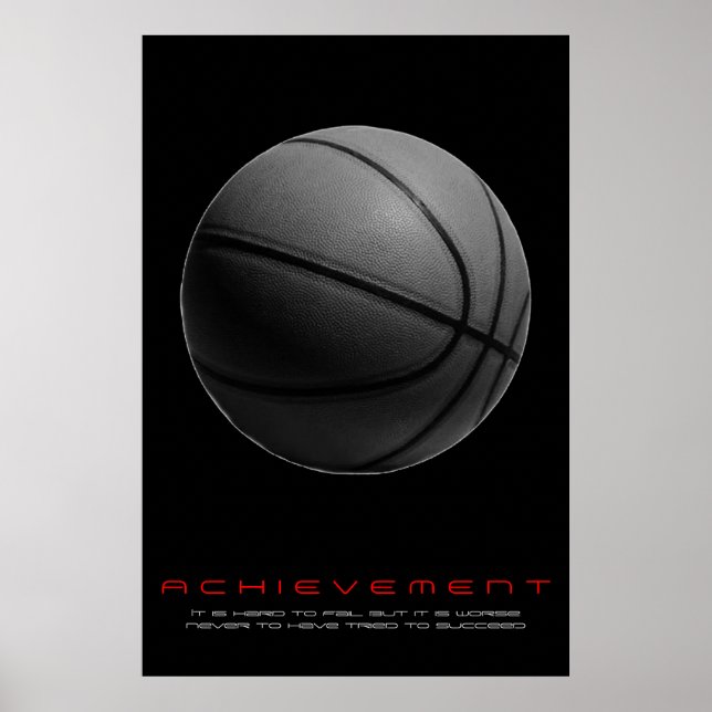 Basketball für Schwarz-weiße Motivierend Leistung Poster (Vorne)