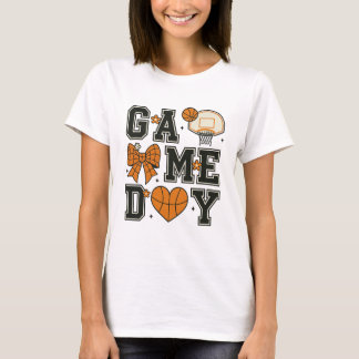 Basketball Game Day T - Shirt Design mit Bow & Hea