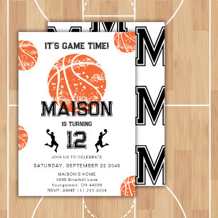 Basketball Game Monogram Birthday Party Einladung