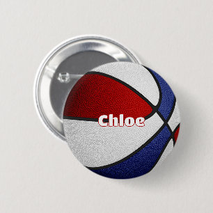 Basketball-Gastgeschenke in Rot-Blau-Mannschaftsfa Button