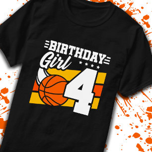 Basketball Geburtstag 4 Jahr Altes Mädchen 4. Gebu T-Shirt