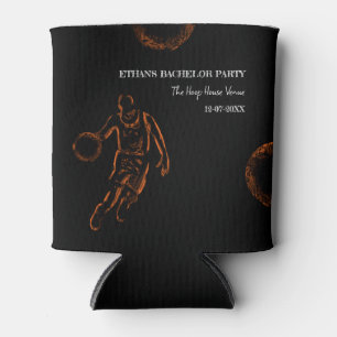 Basketball Geburtstag / Bachelorfeier Black Orange Dosenkühler