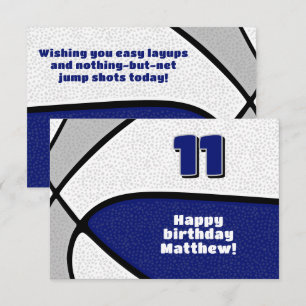 Basketball Geburtstag blauen grauen Mannschaftsfar Karte
