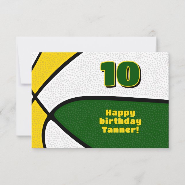 Basketball Geburtstag grünes Gold Mannschaftsfarbe Karte (Vorderseite)