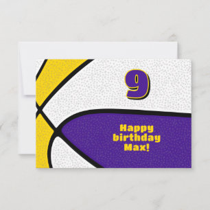 Basketball Geburtstag lila Goldmannschaftsfarben Karte