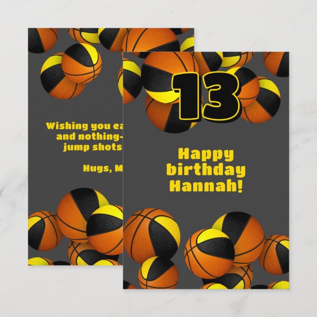 Basketball Geburtstag schwarzes Gold Mannschaftsfa Karte (Vorne/Hinten)