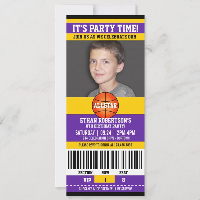 Basketball Geburtstagsfoto Einladung (Vorderseite)