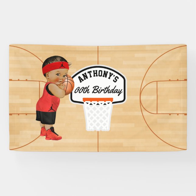 Basketball Geburtstagspartei personalisiert Banner (Horizontal)