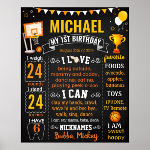 Basketball Geburtstagsparteienschild Poster