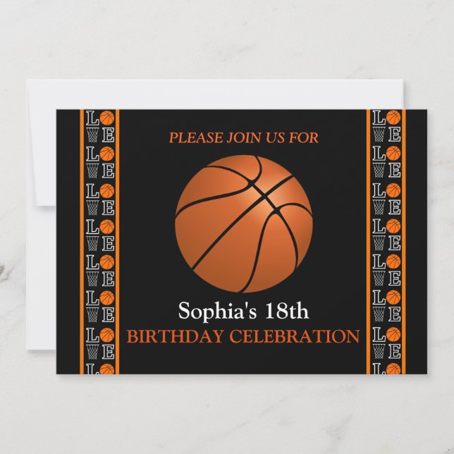 Basketball Geburtstagsparty, Basketball Player Einladung (Vorderseite)