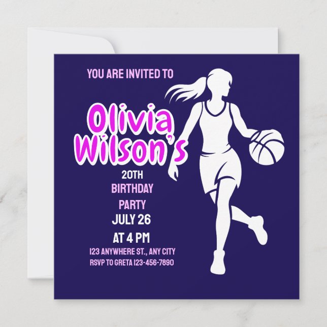 Basketball Geburtstagsparty, Basketball Player Einladung (Vorderseite)