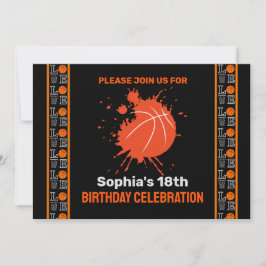 Basketball Geburtstagsparty, Basketball-Spieler In Einladung