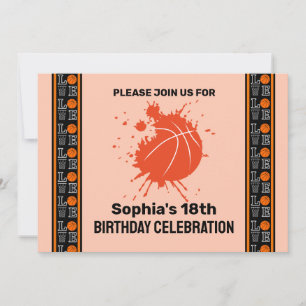 Basketball Geburtstagsparty, Basketball-Spieler In Einladung