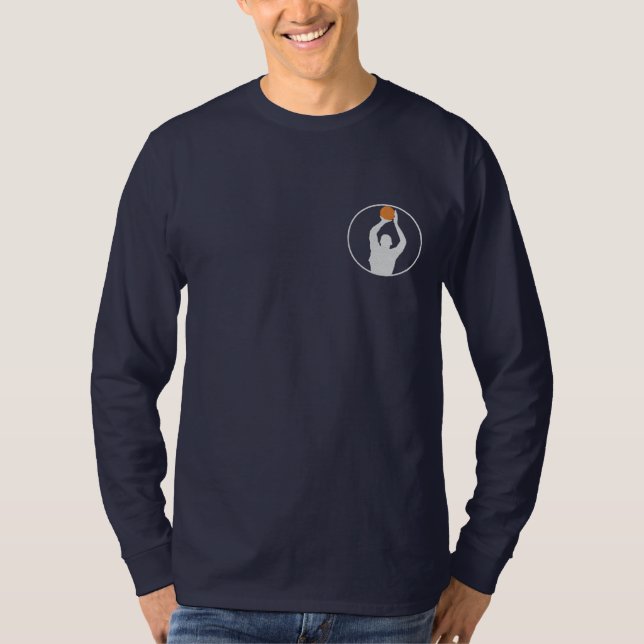 Basketball gestickter langer Hülsen-T - Shirt (Vorderseite)
