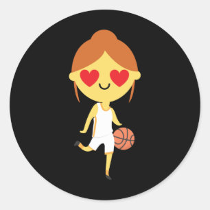 Basketball Girl Emoji Runder Aufkleber