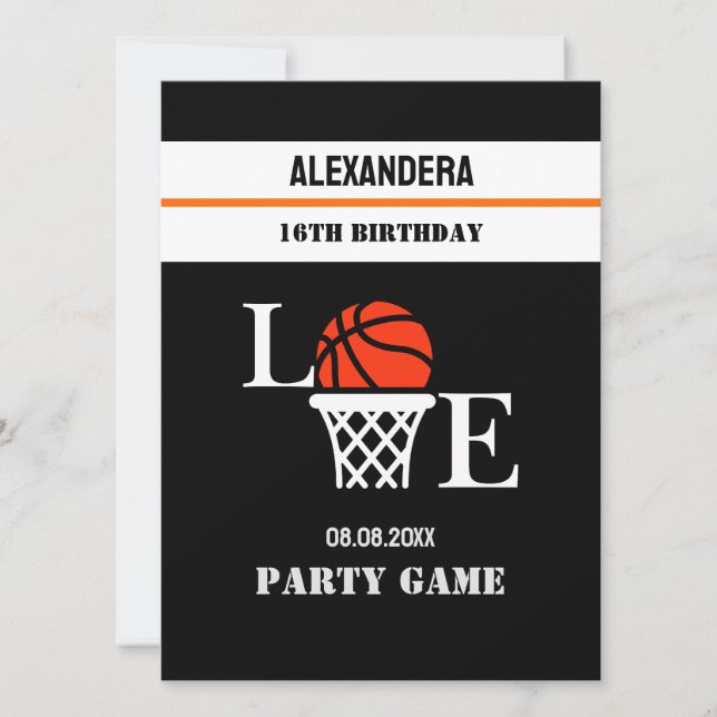 Basketball Girl Geburtstag, Party Spielkarte (Vorderseite)