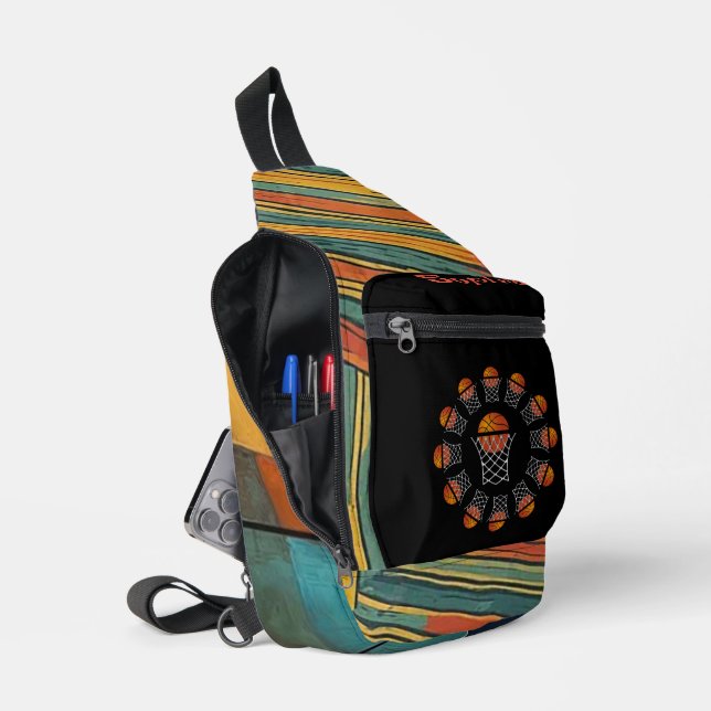 "Basketball Girl" Imprimé Moderne Petit Sac À Slin (Ouvrir)