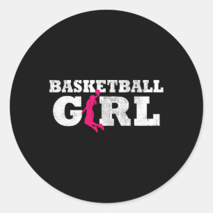 Basketball Girl Player Silhouette Sportgeschenk Runder Aufkleber