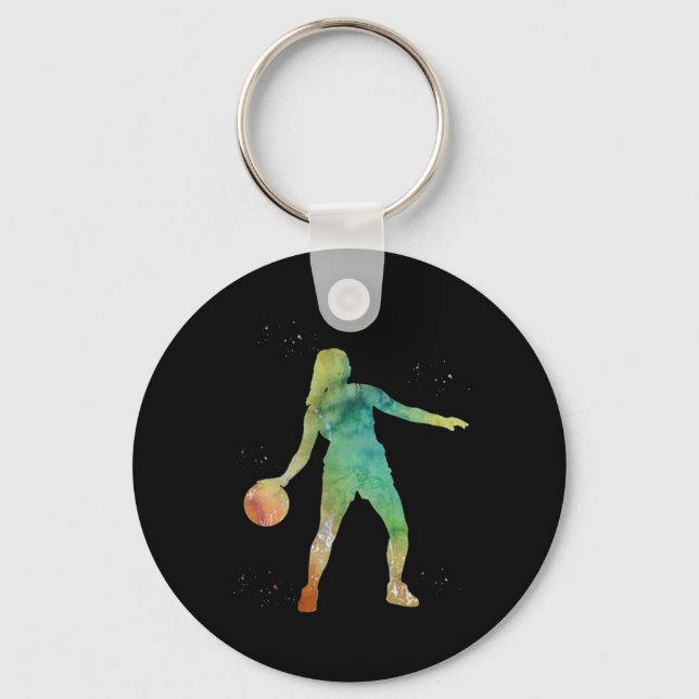 Basketball Girl Playing Schlüsselanhänger (Vorderseite)