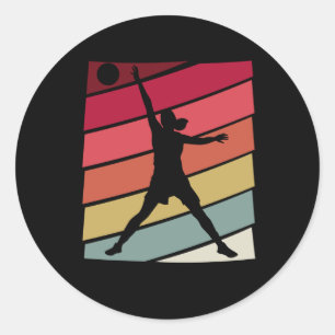 Basketball Girl Retro Runder Aufkleber