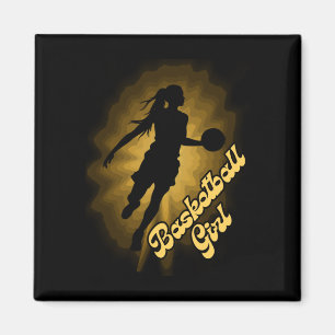 Basketball-Girl-Schatten im Regen Magnet