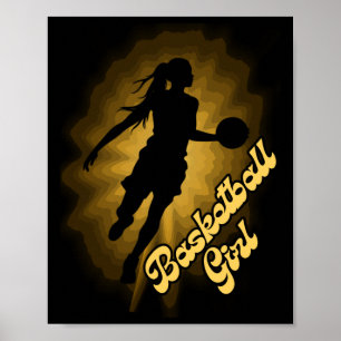 Basketball-Girl-Schatten im Regen Poster