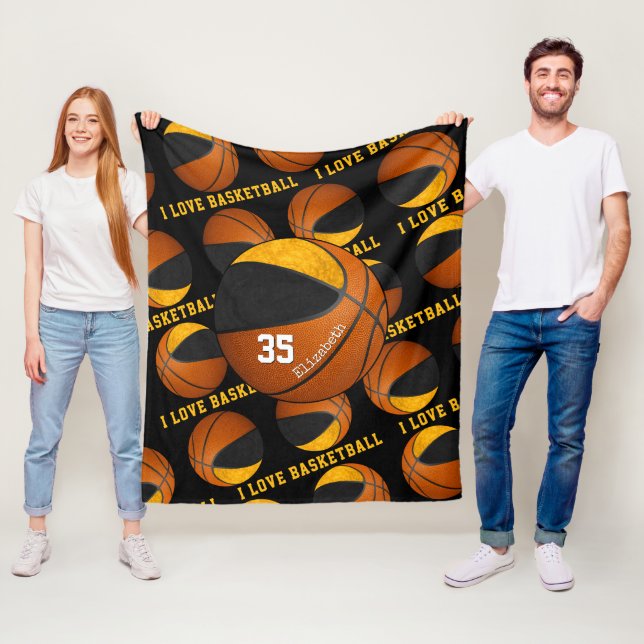 Basketball-Girls-Liebe mit schwarzem Gold Fleecedecke (Beispiel)
