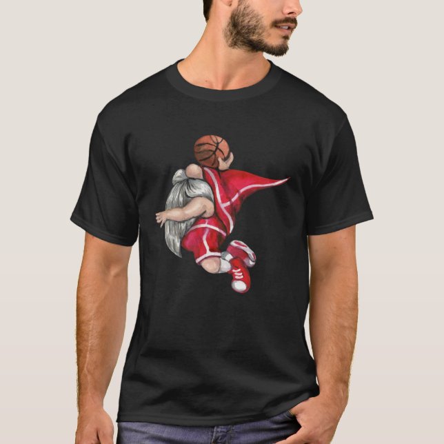 Basketball Gnome Buffalo Plaid Matching Family Chr T-Shirt (Vorderseite)