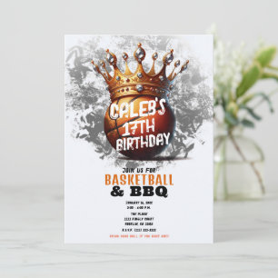 Basketball Goldkrone Vollfoto Rückseite Geburtstag Einladung