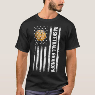 Basketball Grandpa American Flag Proud Opa T-Shirt