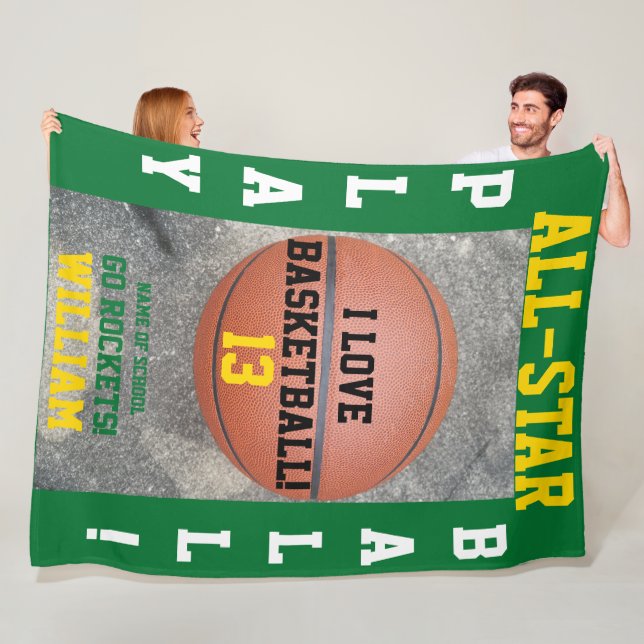 Basketball Grüne Team Name Fleecedecke (Beispiel)