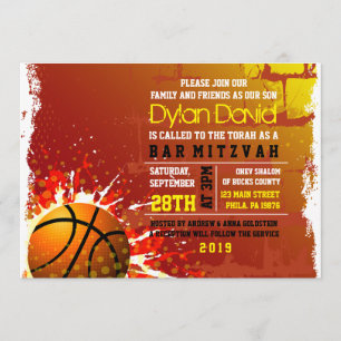 BASKETBALL GRUNGE Bar Mitzvah Einladung