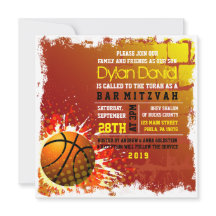 BASKETBALL GRUNGE Bar Mitzvah Invitation