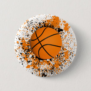 Basketball Grunge Farbspritzer Orange Schwarz Cool Button